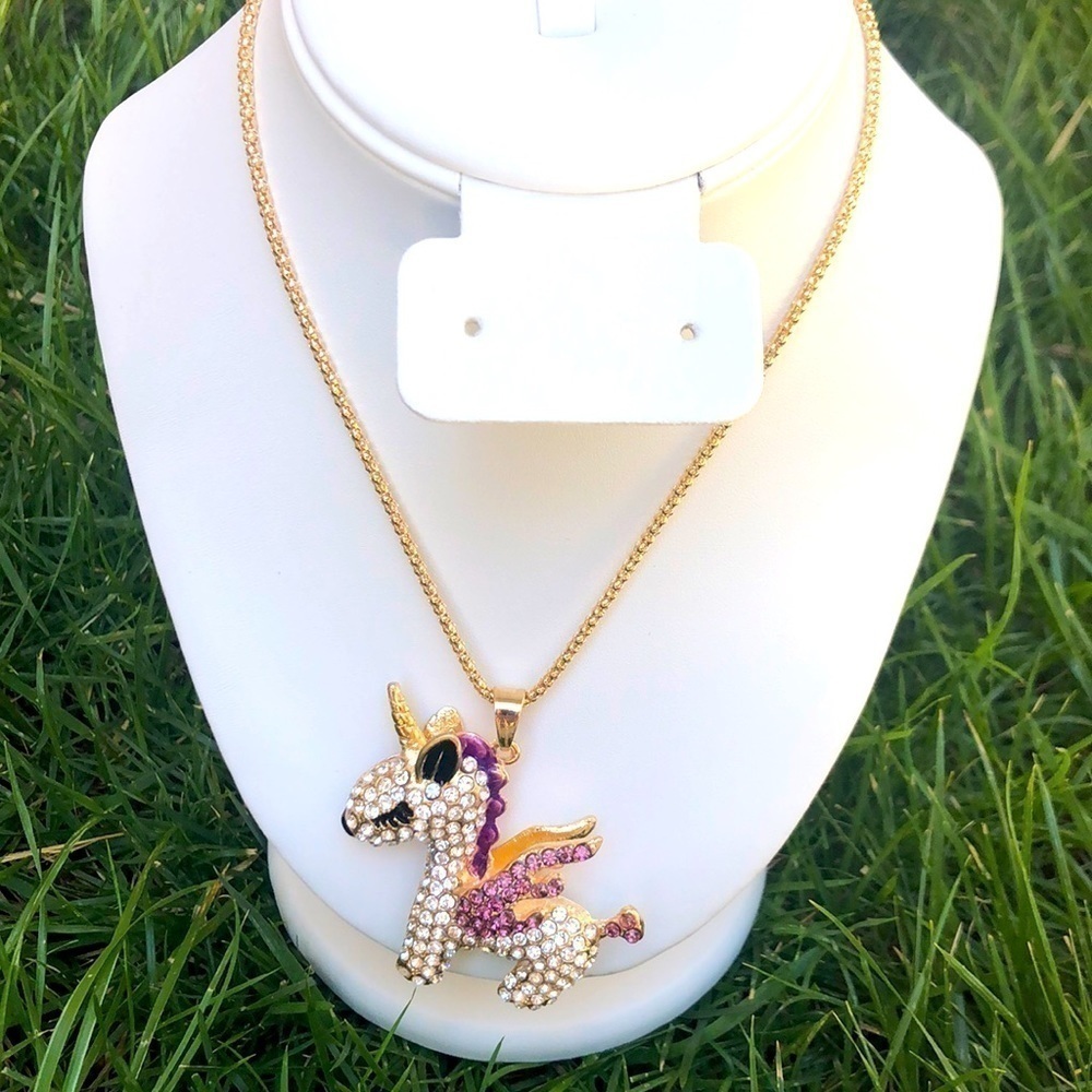 Animal Jewelry Pendant Betsey Johnson Rhinestone Pega golden Chain neckl…